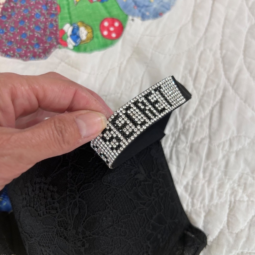 Victoria's Secret VERY SEXY Bra Push Up black  Sequin Bling Strap Size 32C - Picture 3 of 8